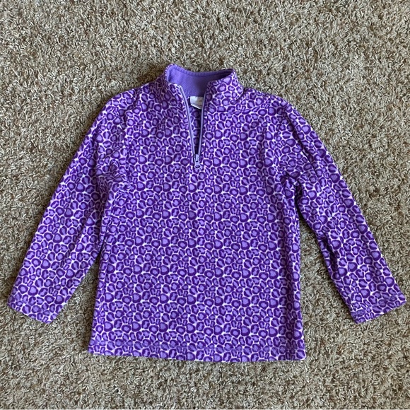 Hanna Andersson Purple Leopard Cheetah Quarter Zip Fleece - Picture 1 of 9